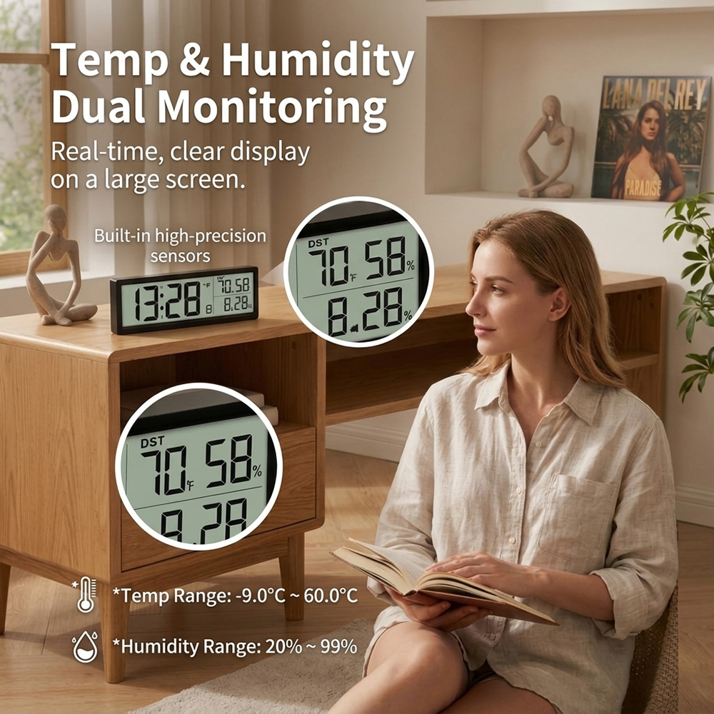 Digital Alarm Clock with Temp  - Weather Station Indoor ulasan dan harga